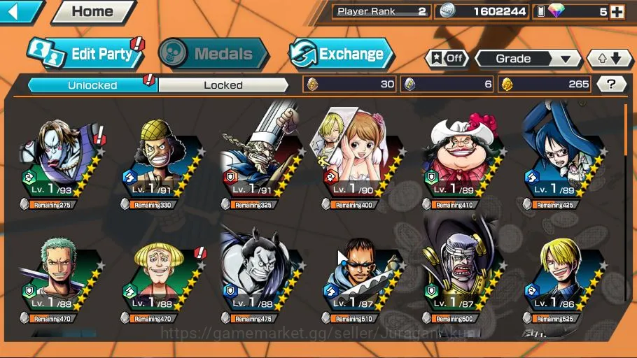 One Piece Bounty Rush Accounts Mid-Tier Global|Fresh Starter| 1 META EX|Borsalino|Rank 2|Log Bandai|Check SS(OPBR1098) 3