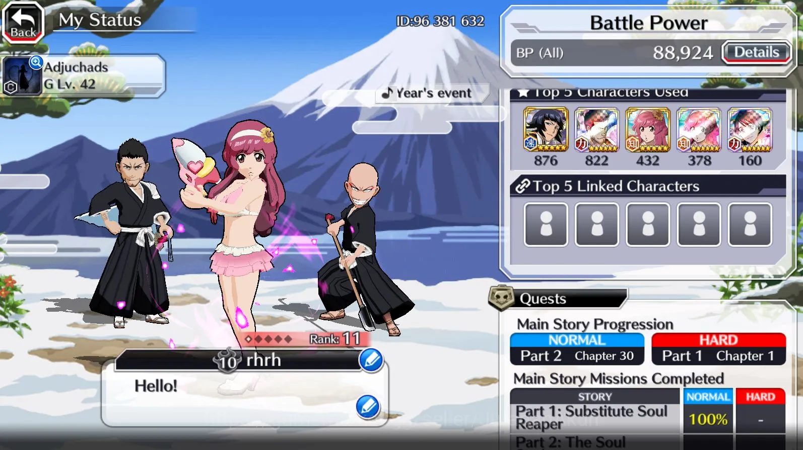 Bleach: Brave Souls Accounts Mid-Tier [GLOBAL]20k spirit orbs| Isshin, Meninas, Ikkaku and ETC