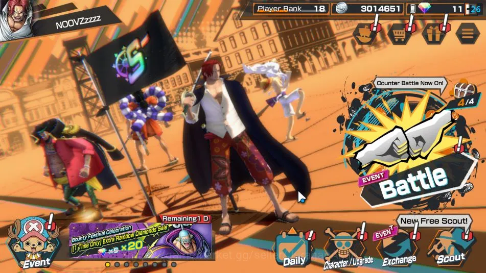 Global| 9 META EX|TEF Luffy,Divine Depart Shanks,FR Shanks,King Pirates Gold D Roger Etc|Rank 18|Log Bandai|Check SS(OPBR1238) One Piece Bounty Rush Mid-Tier Global| 9 META EX|TEF Luffy,Divine Depart Shanks,F image 1