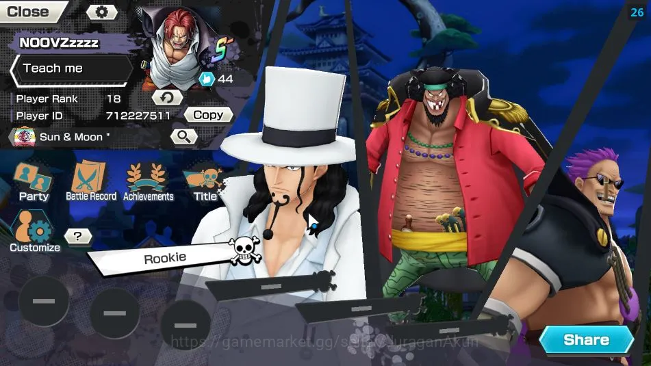 One Piece Bounty Rush Accounts Mid-Tier Global| 9 META EX|TEF Luffy,Divine Depart Shanks,FR Shanks,King Pirates Gold D Roger 2