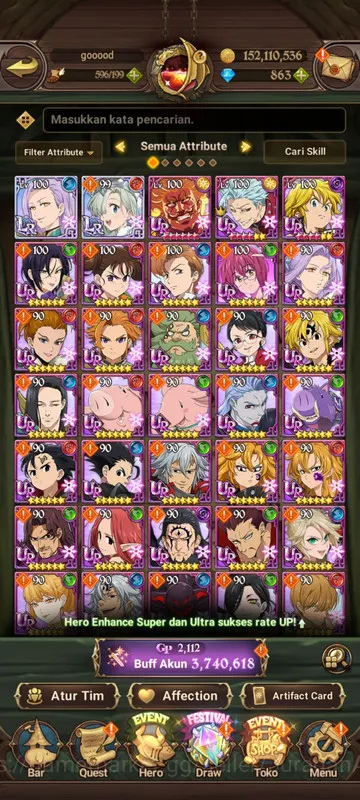 The Seven Deadly Sins: Grand Cross Accounts Midgame Global |3,7M CC| 2LR + 6UR + Collab Solev + 863 Gems