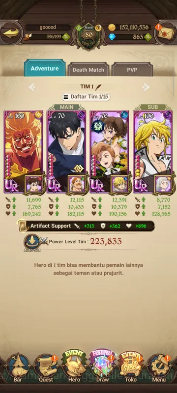 The Seven Deadly Sins: Grand Cross Accounts Midgame Global |3,7M CC| 2LR + 6UR + Collab Solev + 863 Gems 3