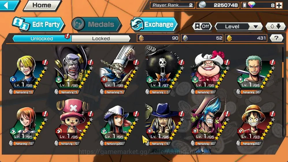 One Piece Bounty Rush Accounts Mid-Tier Global|4 META Extreme [Olin the Oiran,Charlotte Linlin,Kuzan,Film Z Zephyr],Etc|Rank 5