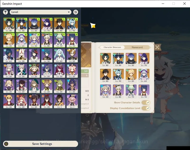 Genshin Impact Accounts Mid Game ASIA|AR 50|6 Limited+1 [5*Weapon]|[Flins, Raiden Shogun, Zhongli, Wanderer, Xiao , Eula]|MC 2