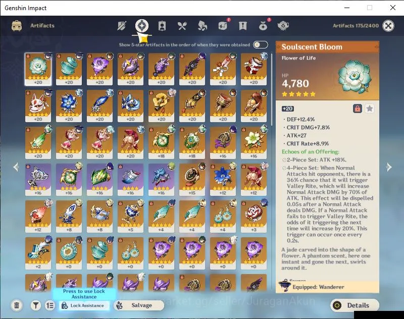 Genshin Impact Accounts Mid Game ASIA|AR 50|6 Limited+1 [5*Weapon]|[Flins, Raiden Shogun, Zhongli, Wanderer, Xiao , Eula]|MC 4