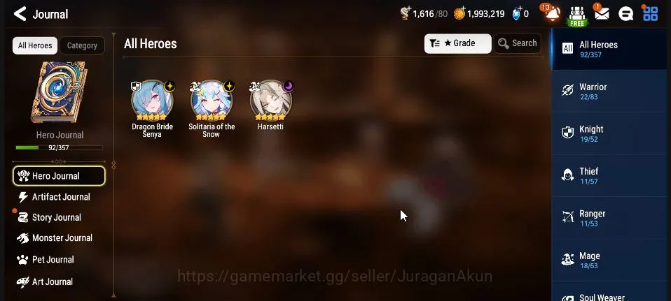 Epic Seven Accounts Mid-Tier Global Unverif| 3ML | Har setti, Solitaria of the Snow, Dragon Bride Senya 10