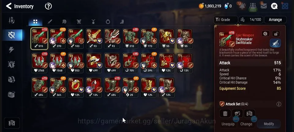 Epic Seven Accounts Mid-Tier Global Unverif| 3ML | Har setti, Solitaria of the Snow, Dragon Bride Senya 8