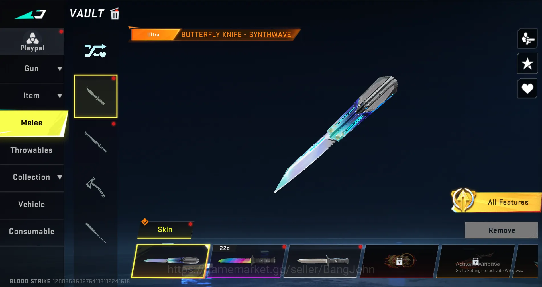 Blood Strike Accounts Others "Eternal Zero | Eternal Vector (level 4) | Eternal KAG Dynamite | Eternal Spear | Eternal M700 15