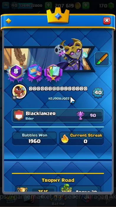 Clash Royale Accounts Midgame Lvl 40|Trophy 7616|8Years ACC|Limited Skin|KTL 13|Card 119|7 EVO 6 Champ,20 6