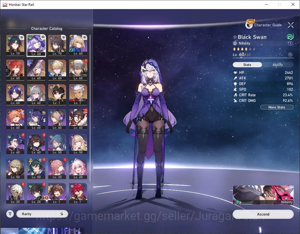 Honkai Star Rail Accounts Mid Game ASIA |TL 60|5 Limited|Black Swan,The Herta,Dr Ratio,Archer,Ruan Mei|MC Male|Penacony|Take 2