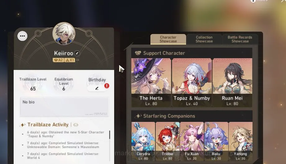 Honkai Star Rail Mid Game ASIA|TL 65|8 Limited|[Cerydra E1+,The Herta]+Sign  image 1