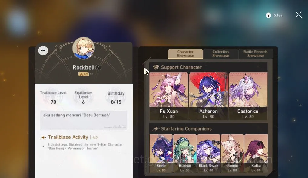 Honkai Star Rail End Game Asia|TL 70|DOT Team|12 limited|[Acheron E2,Saber,C image 1