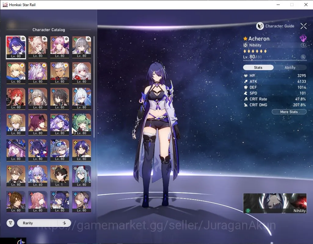 Honkai Star Rail Accounts End Game Asia|TL 70|DOT Team|12 limited|[Acheron 2