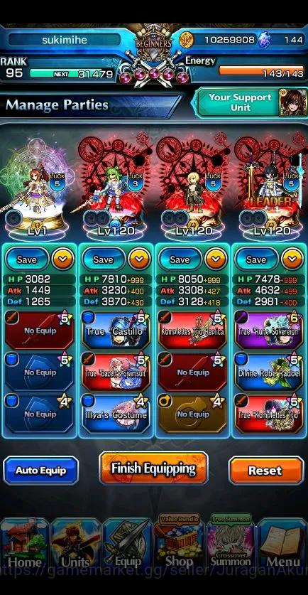 Grand Summoners Accounts Mid-Game [GLOBAL] Rank 95| 15 Ascend (ShirouTW,Isliid2TW,Beta,Chloe,SMiyuTW,MiyuTW,Hazuki and 3