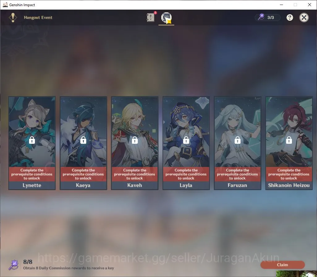 Genshin Impact Accounts Mid Game ASIA | AR 45 | 2 Limited | Flins,Yelan +27(4*Character) |MC Male|Take mail|Check SS(GI4318) 11