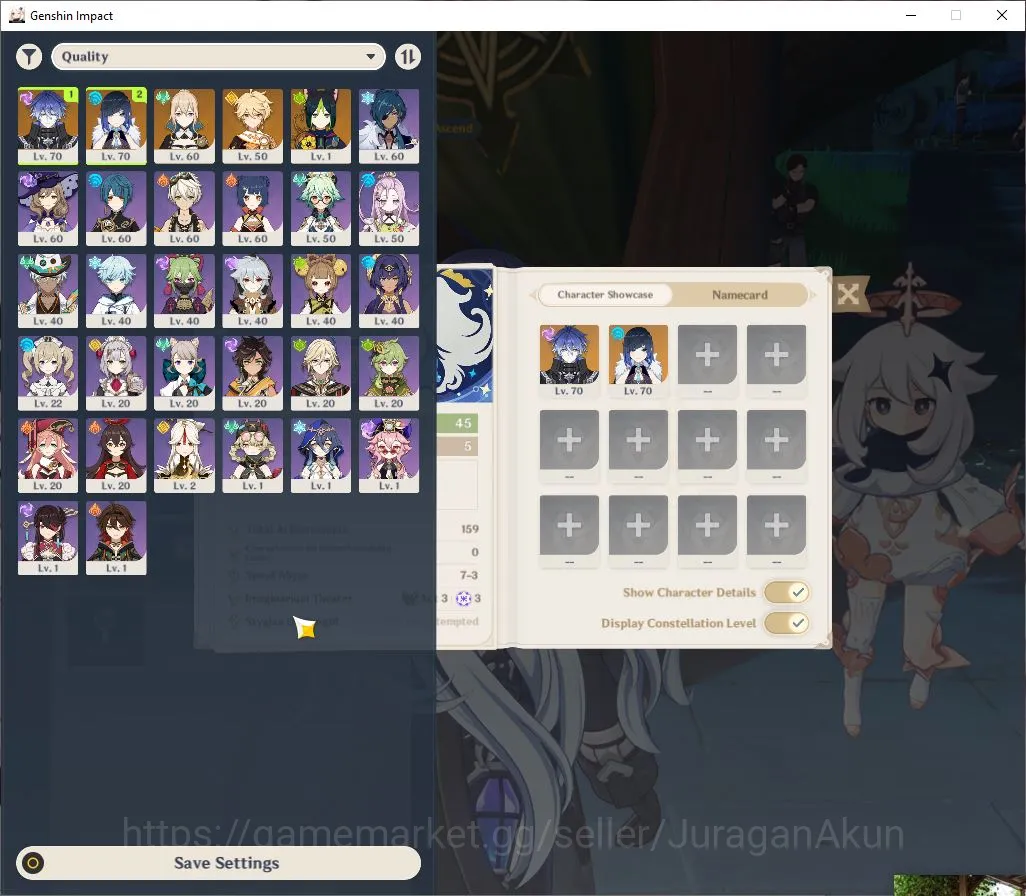 Genshin Impact Accounts Mid Game ASIA | AR 45 | 2 Limited | Flins,Yelan +27(4*Character) |MC Male|Take mail|Check SS(GI4318) 3
