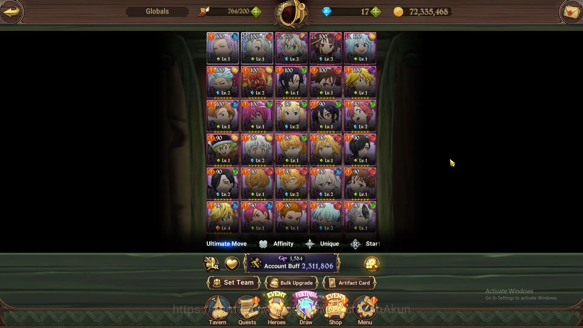 The Seven Deadly Sins: Grand Cross Accounts Midgame Global|2,3M CC|2 LR+3 UR+Full Collab 2