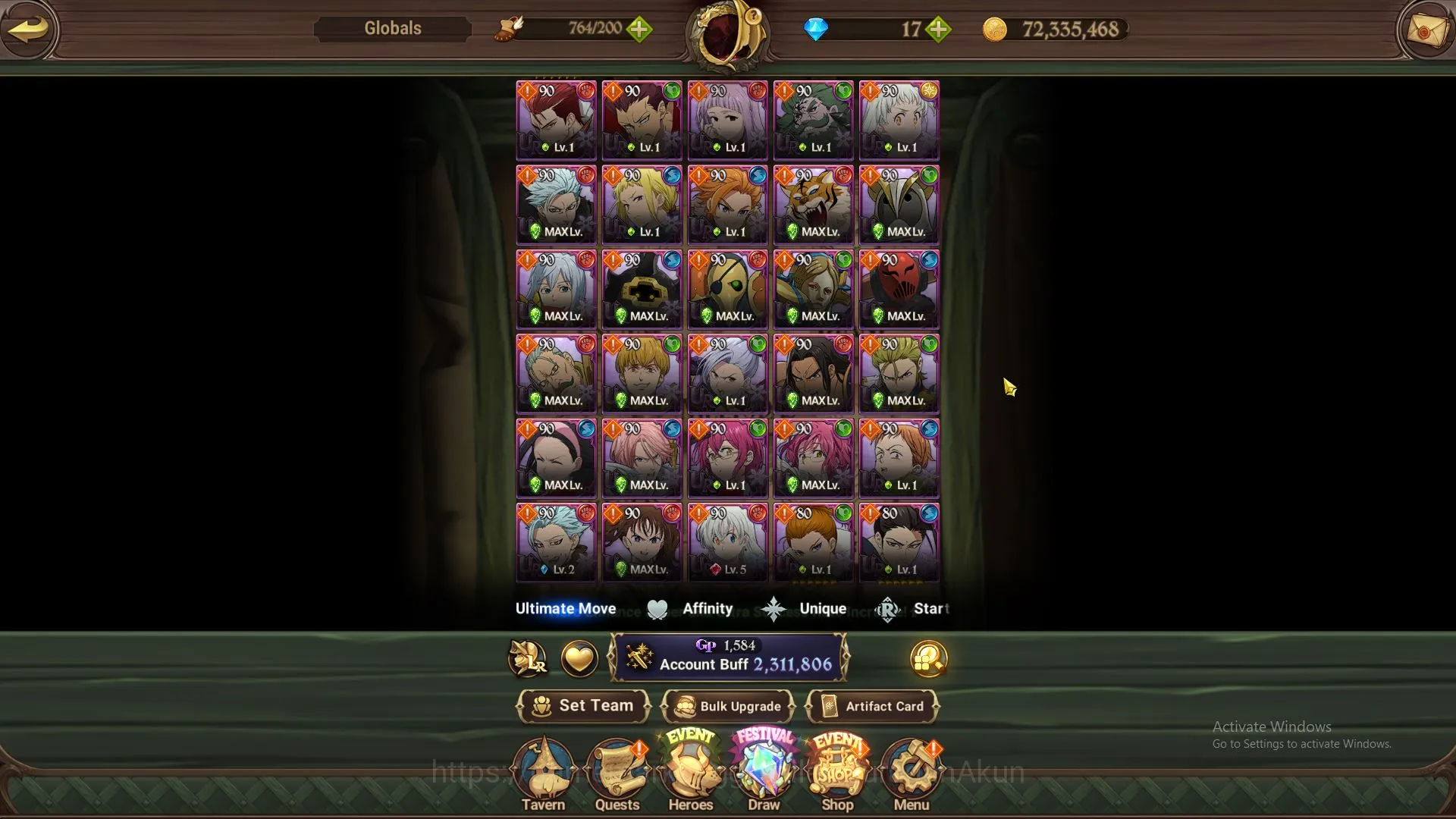The Seven Deadly Sins: Grand Cross Accounts Midgame Global|2,3M CC|2 LR+3 UR+Full Collab 3