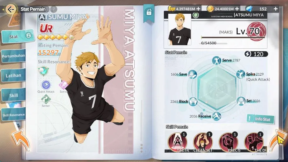HAIKYU!! FLY HIGH Accounts SEA|Lvl 49|5 UR + Memo [Hoshiumi,Hirugami,Oikawa,Kuroo,Atsumu] + 5 5