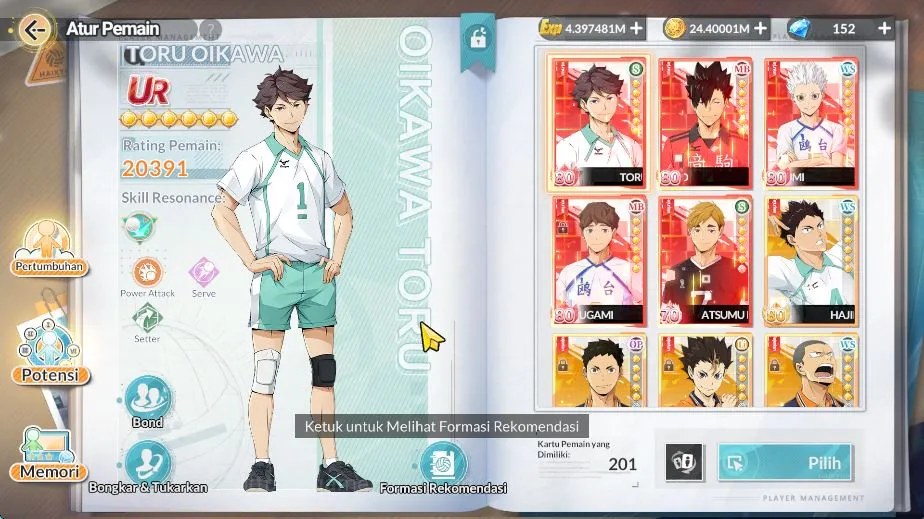 HAIKYU!! FLY HIGH Accounts SEA|Lvl 49|5 UR + Memo [Hoshiumi,Hirugami,Oikawa,Kuroo,Atsumu] + 5 8