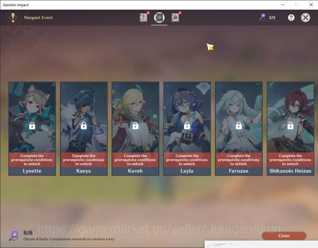 Genshin Impact Accounts Mid Game ASIA|AR 55| 4 Limited+1 [5* Weapon]|Alhaitam,Xilonen,Yelan,Mavuika|MC Male|Take Email|Check 10