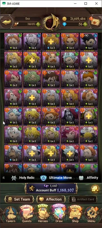 The Seven Deadly Sins: Grand Cross Accounts Midgame Asia |1,1M CC|4 UR + Collab TOG| Elimeli, DKM, Thor, Gowther |Code Only 3