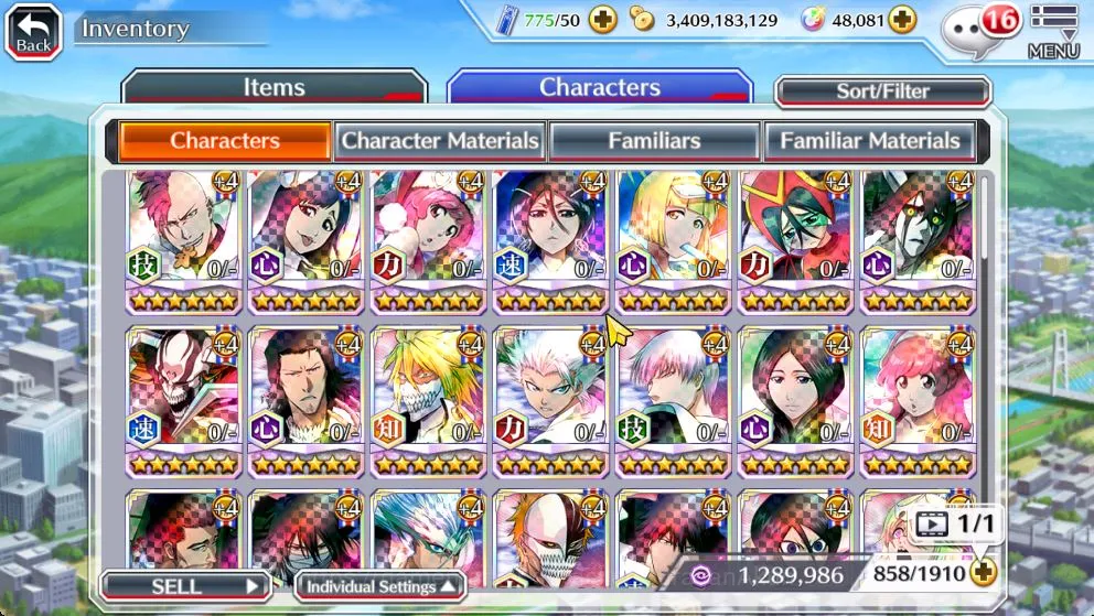 Bleach: Brave Souls Accounts Mid-Tier [GLOBAL]48K Orb|Rukia 10th Anniv,Santa Society(Giselle,Meninas,Bazz-B),Liltotto 3
