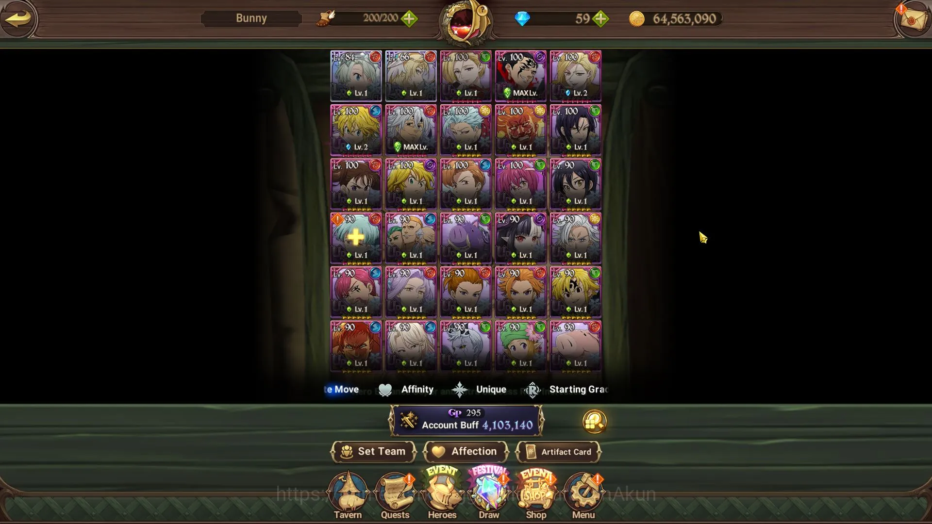 The Seven Deadly Sins: Grand Cross Accounts Midgame Global|4M CC|2LR+6UR+Solev 5