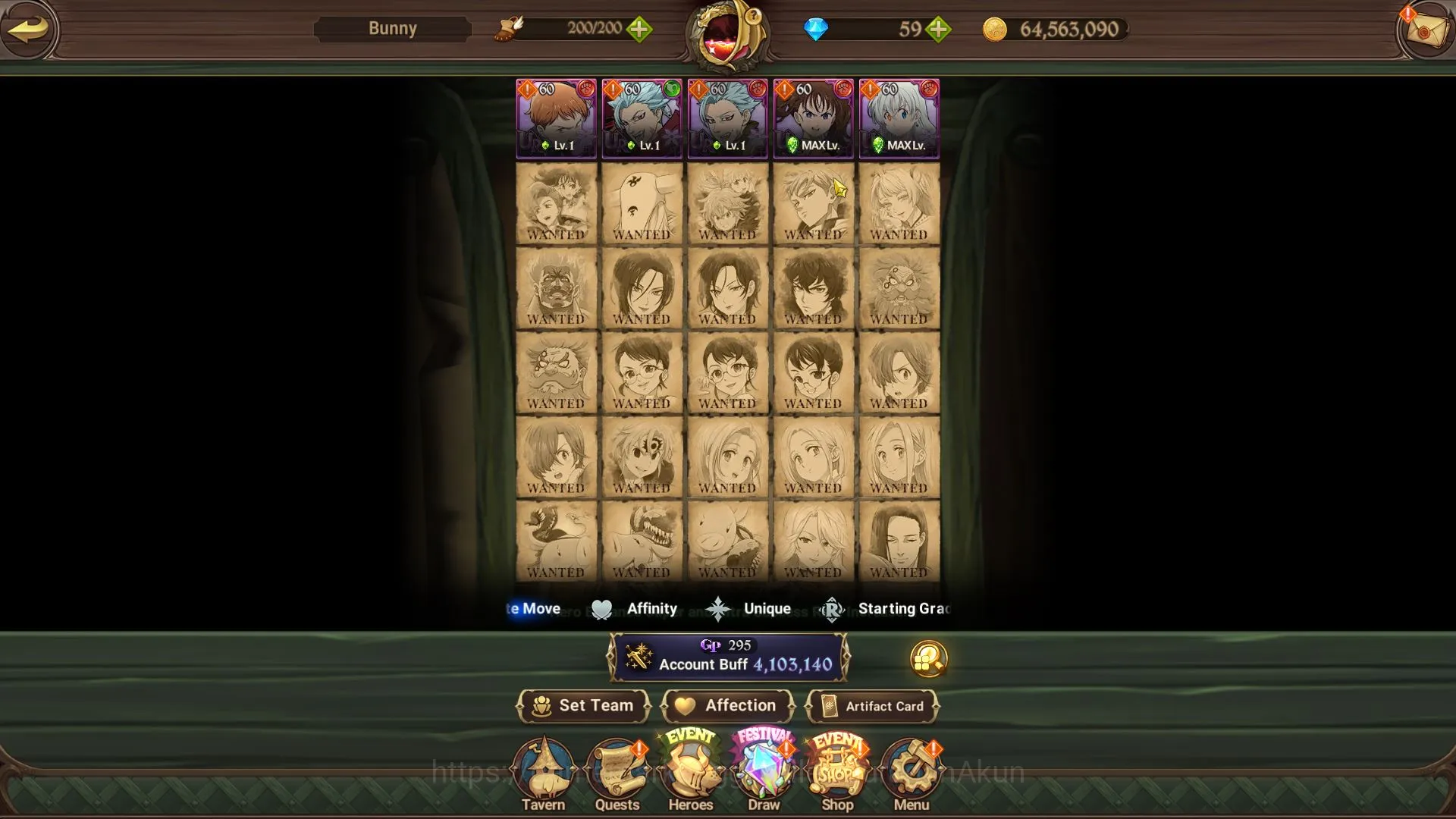 The Seven Deadly Sins: Grand Cross Accounts Midgame Global|4M CC|2LR+6UR+Solev 6