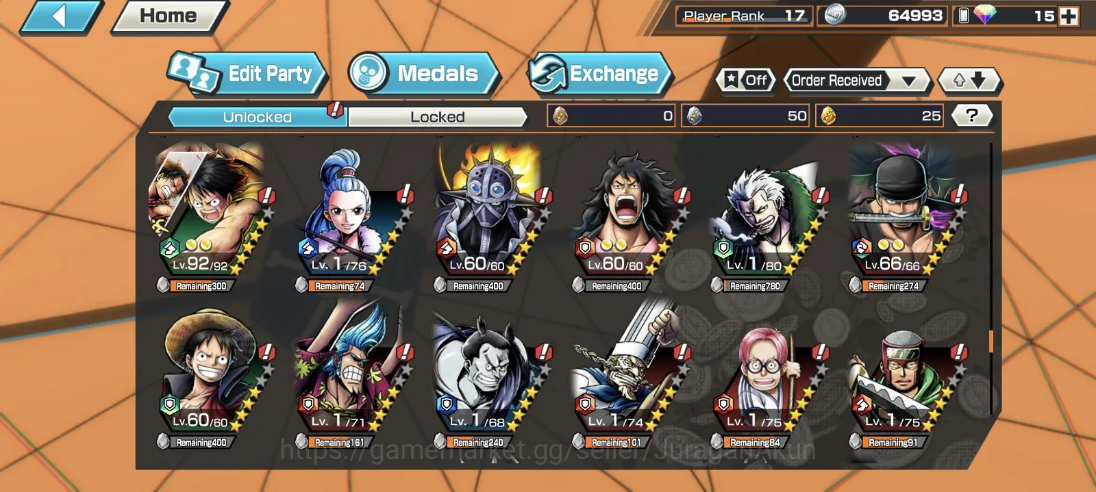 One Piece Bounty Rush Accounts Mid-Tier 1 Ex ( Ex Zoro | Android+IOS|Log Bandai| Check SS (OPBR724) 2