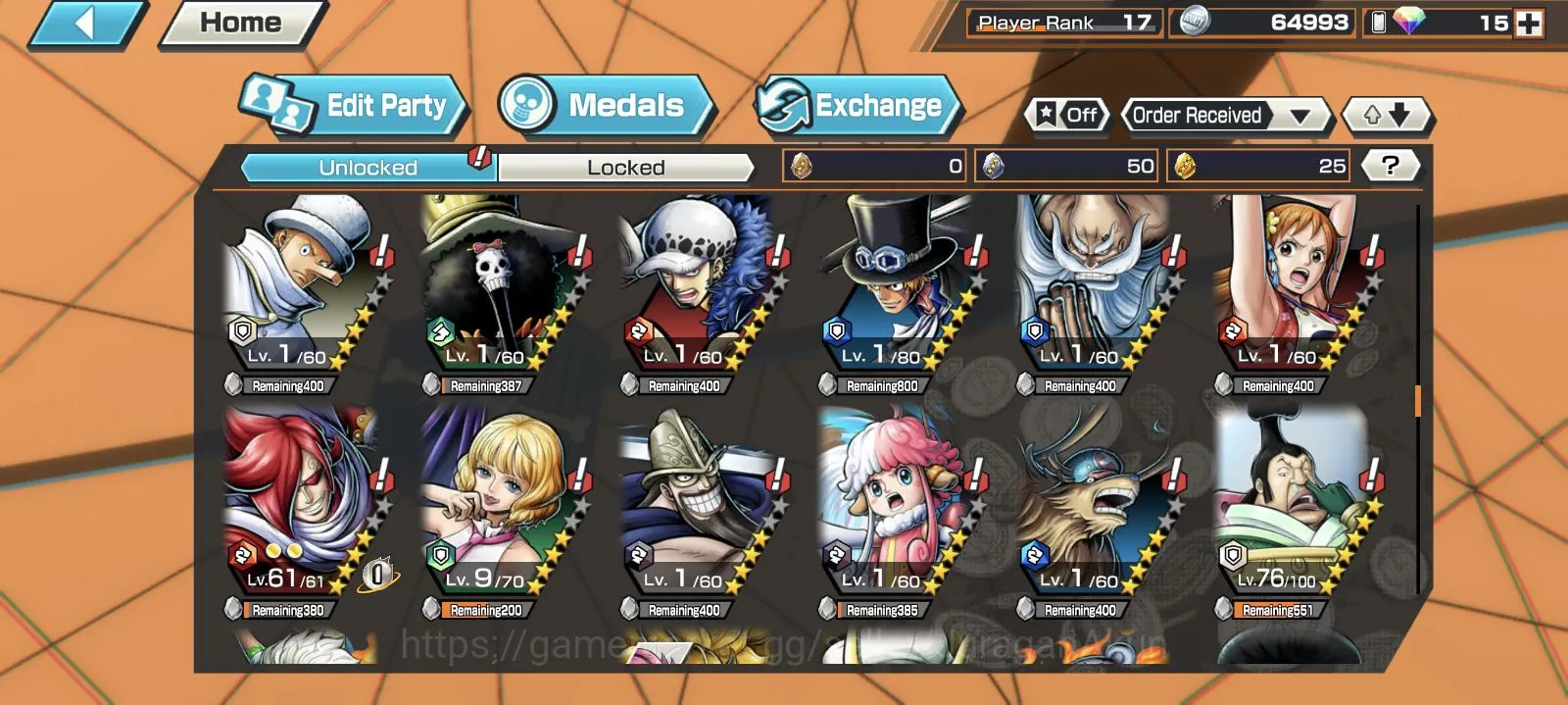 One Piece Bounty Rush Accounts Mid-Tier 1 Ex ( Ex Zoro | Android+IOS|Log Bandai| Check SS (OPBR724)