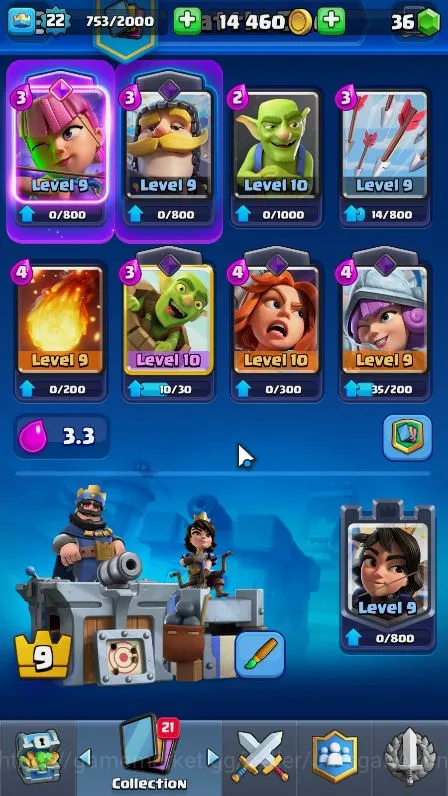 Clash Royale Accounts Lvl22|Trophy 3299|Limited Skin|KTL 9|Card 62|2 EVO image 2