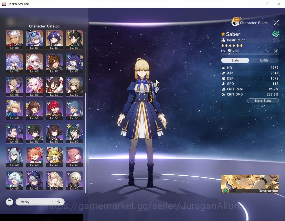 Honkai Star Rail Accounts Mid Game ASIA [TL70]15 Limited (Saber+Sign,The Herta[Sign+E1],Tribbie 3