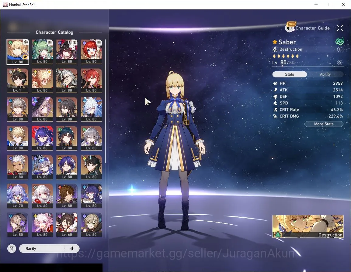Honkai Star Rail Accounts Mid Game ASIA [TL70]15 Limited (Saber+Sign,The Herta[Sign+E1],Tribbie 5