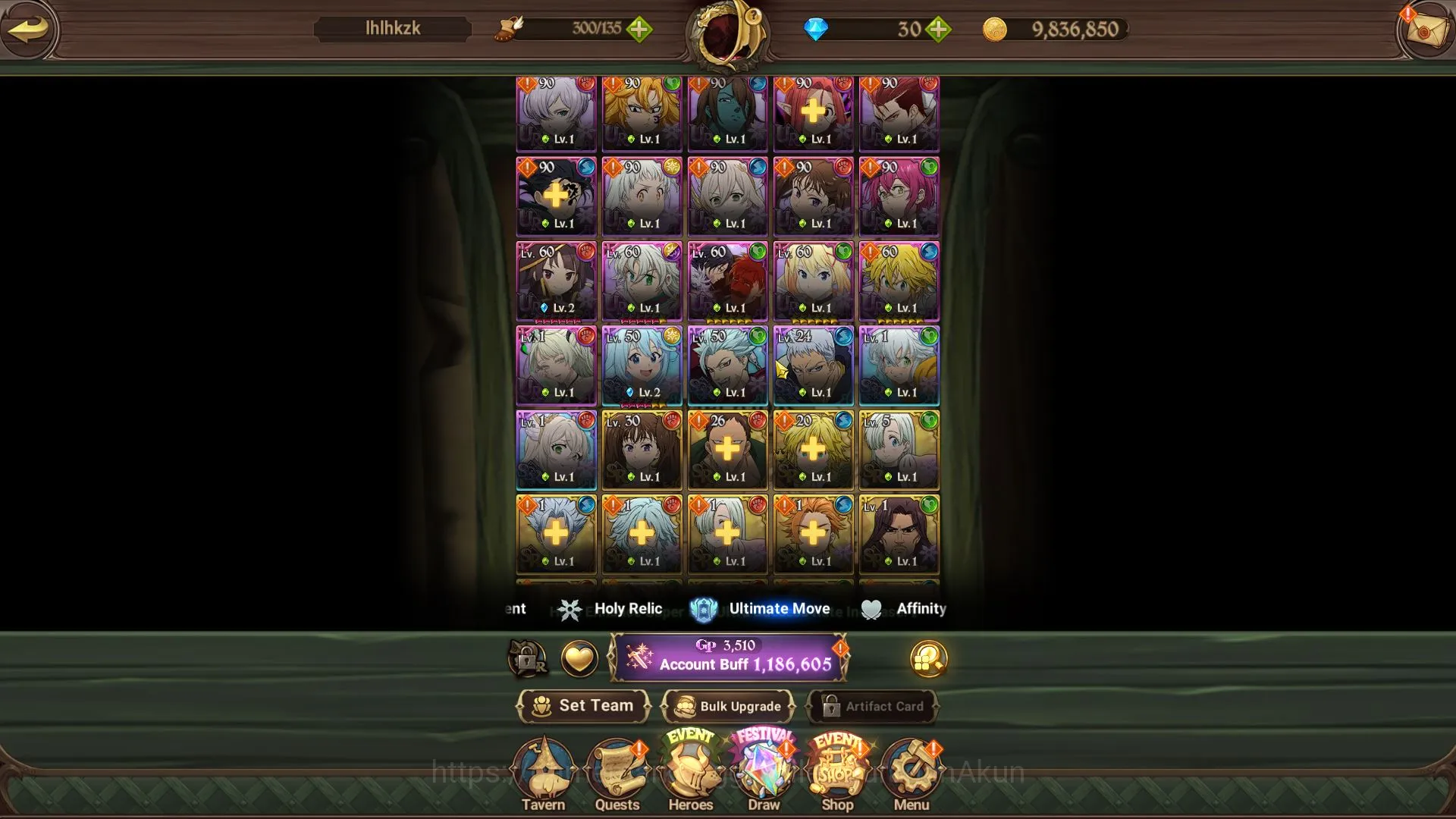 The Seven Deadly Sins: Grand Cross Accounts Midgame Global |1,1M CC| 1 LR + 4 UR + Full Collab Blassing 5