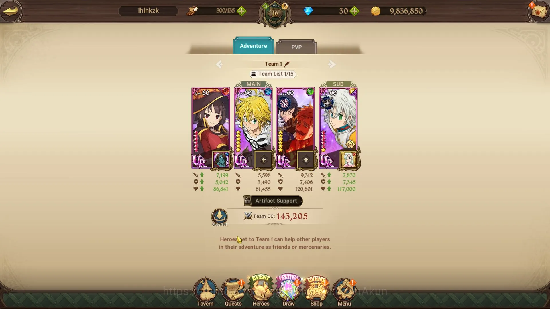 The Seven Deadly Sins: Grand Cross Accounts Midgame Global |1,1M CC| 1 LR + 4 UR + Full Collab Blassing 7