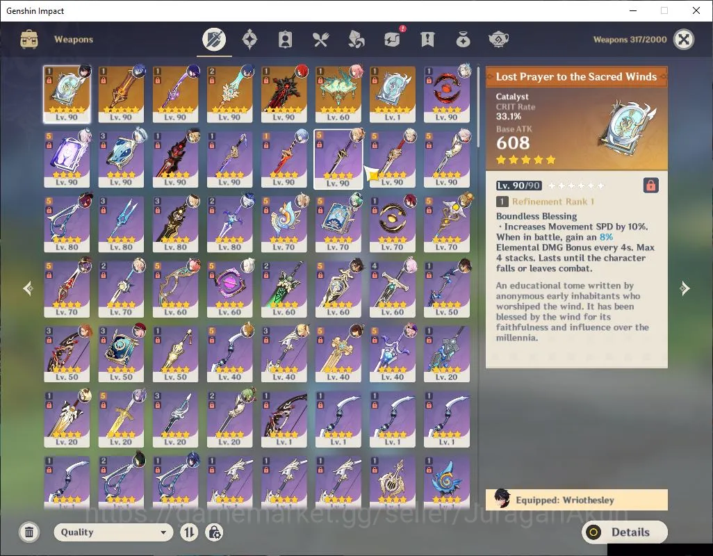 Genshin Impact Accounts End Game ASIA|AR 60|Neuvillette Prem|13Limited+7[5 Star's Weapon]|Raiden+Sign[Neuvillette,Kazuha 3