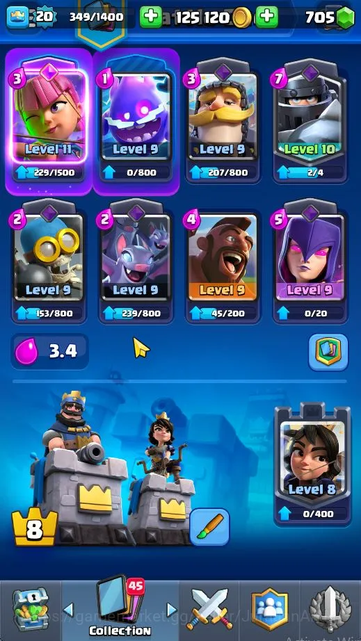 Clash Royale Accounts Starter Lvl20|Trophy 4144|Limited Skin|KTL 8|Card 68|2 EVO,1 Legend,15 Epic,22 Rare,26 Common|705 2