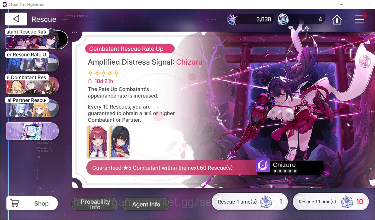 Chaos Zero Nightmare Accounts GLOBAL Lv52| 3k Cry| 9 SSR 2 Limit (YukiM2,Chizuru), MeiLinM4+Scarlet (WellBuild 5
