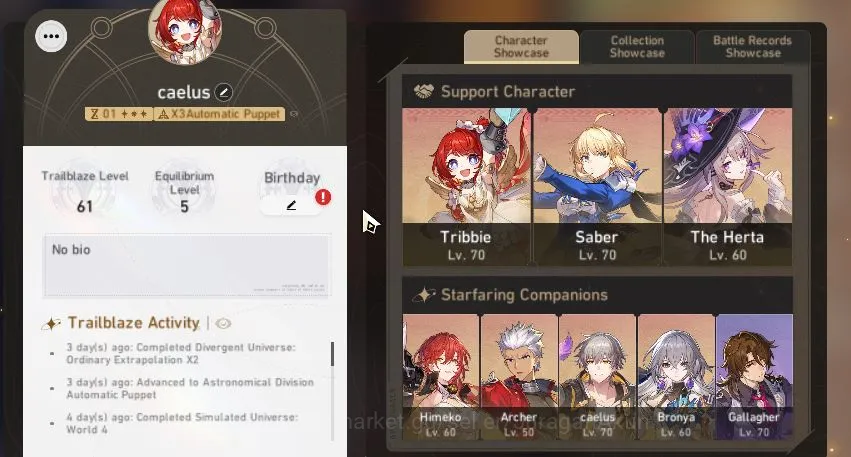 Honkai Star Rail Mid Game ASIA | TL 61 | 3 Limited [The Herta+Sign,Tribbie,A image 1