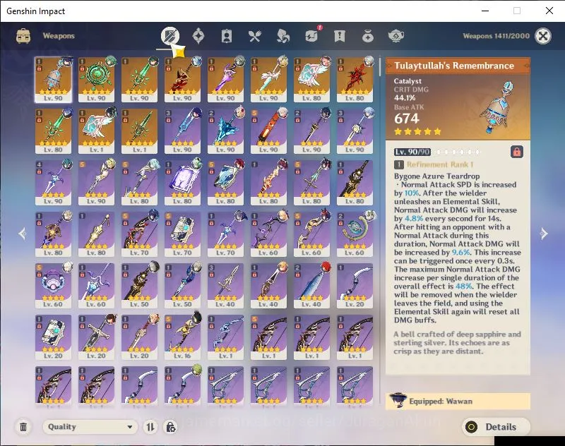 Genshin Impact Accounts Mid Game ASIA|AR 59|17 Limited+11 [5* Weapon]|(Arle,Wan,Xiao,Baizhu)+Sign,Flins,Raiden,Kazuha Etc|MC 2