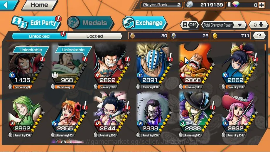 One Piece Bounty Rush Accounts Starter Global|3 META EX|Great Pirate Gol D Roger, Black Pirates Kuzan, Winner Trafalgar