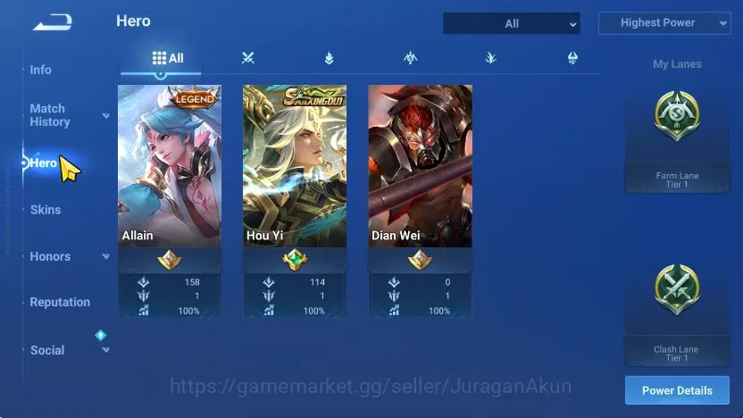 Honor of Kings Accounts Hero 28 Skin 21|Sanxingdui Hou Yi,Legend Allain,Wo image 4