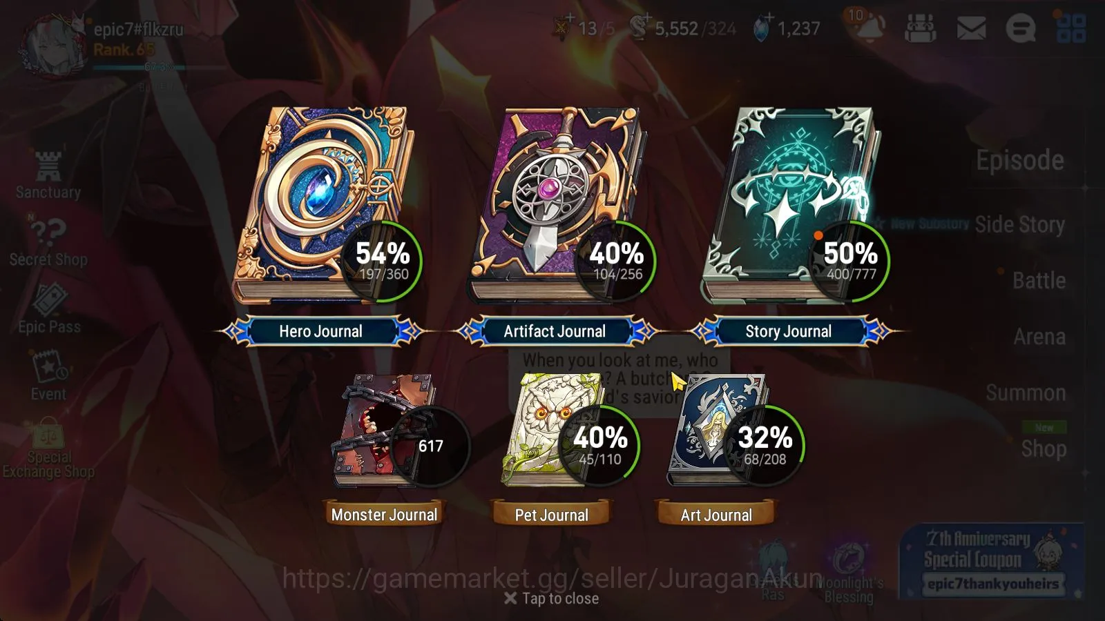 Epic Seven Accounts Mid-Tier Asia Unverif|EndGame|15 ML[NMLuna,SECeline,Barunka,RequimRoana,etc]Limited 3