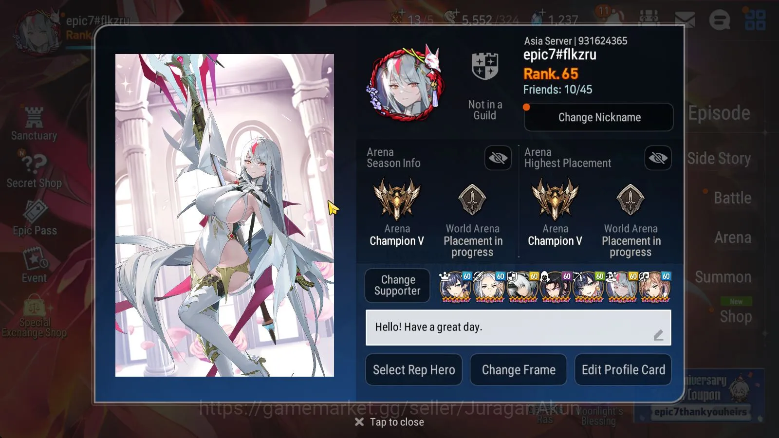 Epic Seven Accounts Mid-Tier Asia Unverif|EndGame|15 ML[NMLuna,SECeline,Barunka,RequimRoana,etc]Limited 5