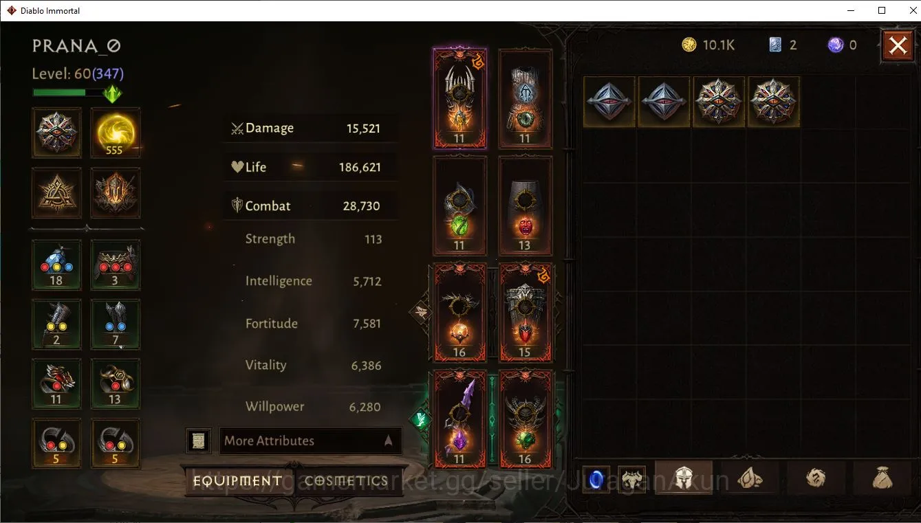 Diablo Immortal Accounts Mid-Tier SEA - Vasily |Lv 60 (347) Necromancer 28730 CR |Reso 555|Esessence Lv2 18/30| Check SS 5