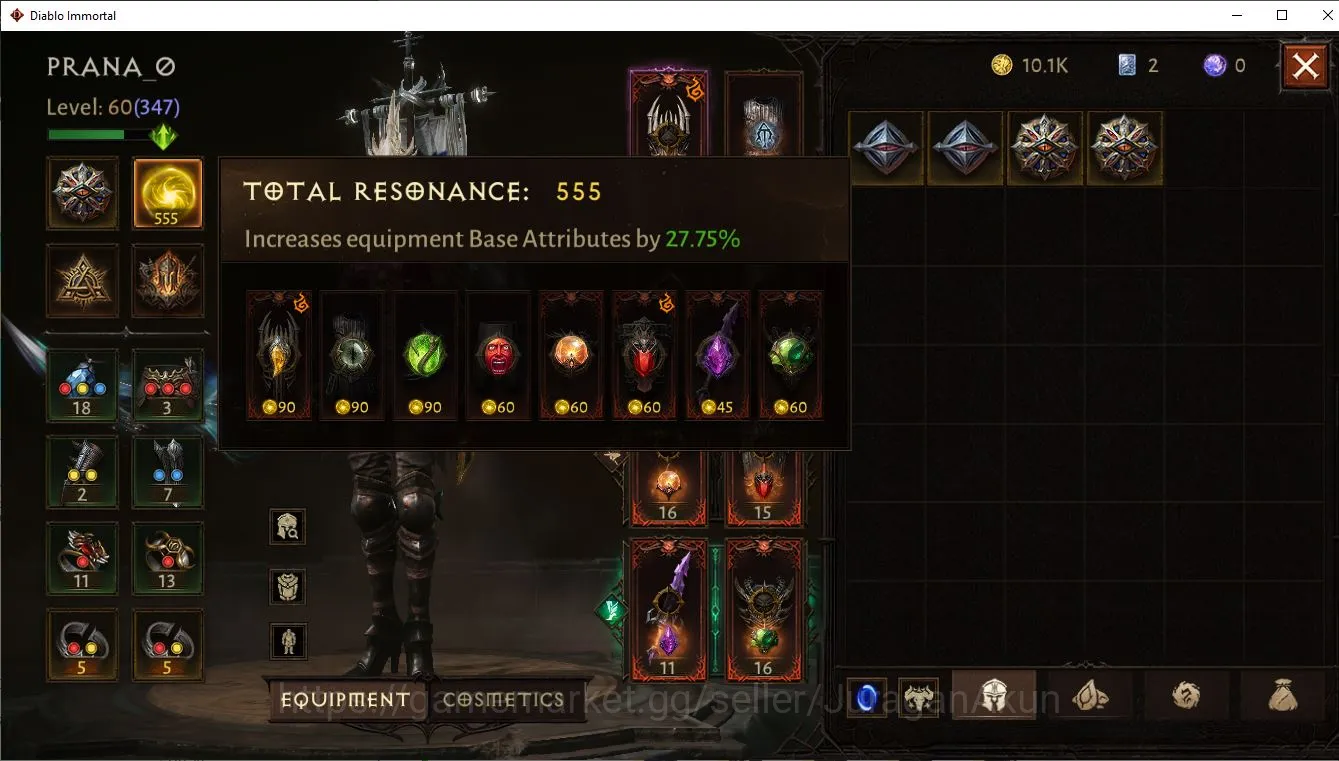 Diablo Immortal Accounts Mid-Tier SEA - Vasily |Lv 60 (347) Necromancer 28730 CR |Reso 555|Esessence Lv2 18/30| Check SS 6