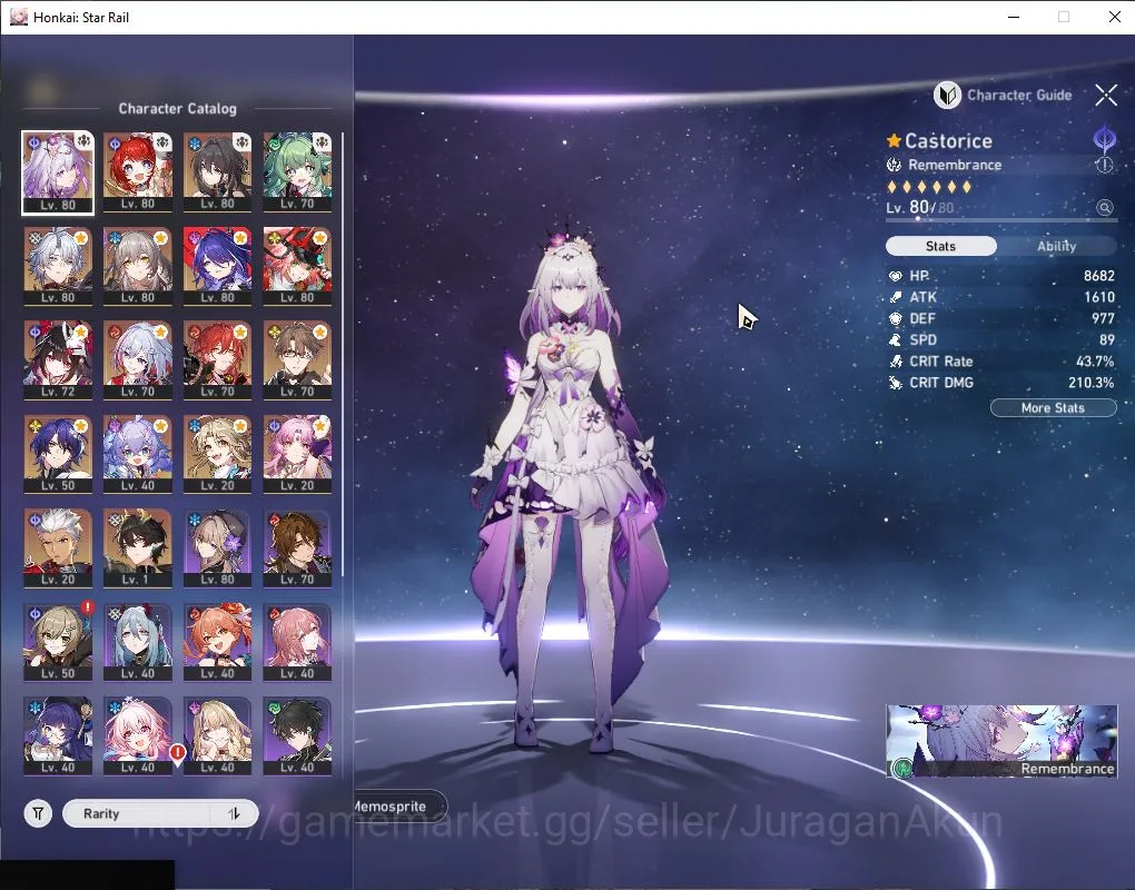 Honkai Star Rail Mid Game ASIA|TL 67|12 Limit|[Castorice,Acheron,Sparkle]+Si image 1