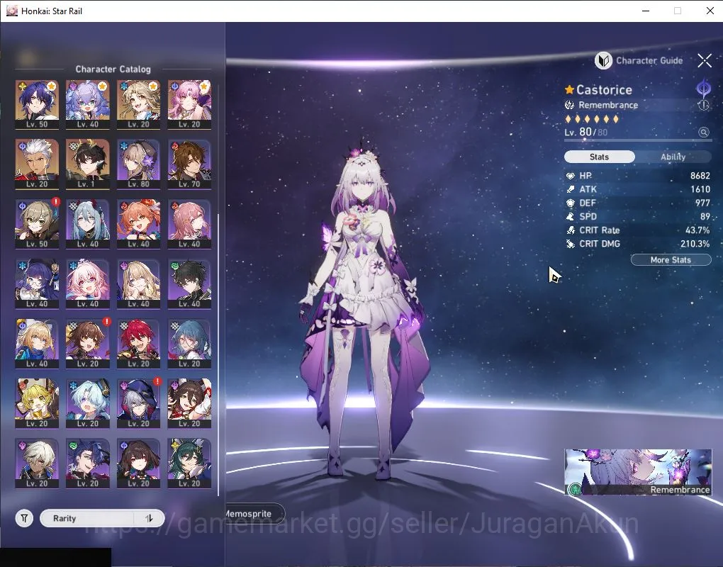 Honkai Star Rail Accounts Mid Game ASIA|TL 67|12 Limit|[Castorice,Acheron,Sparkle]+Sign Phainon,3B,HuoHuo,Dante,Etc|MC 5