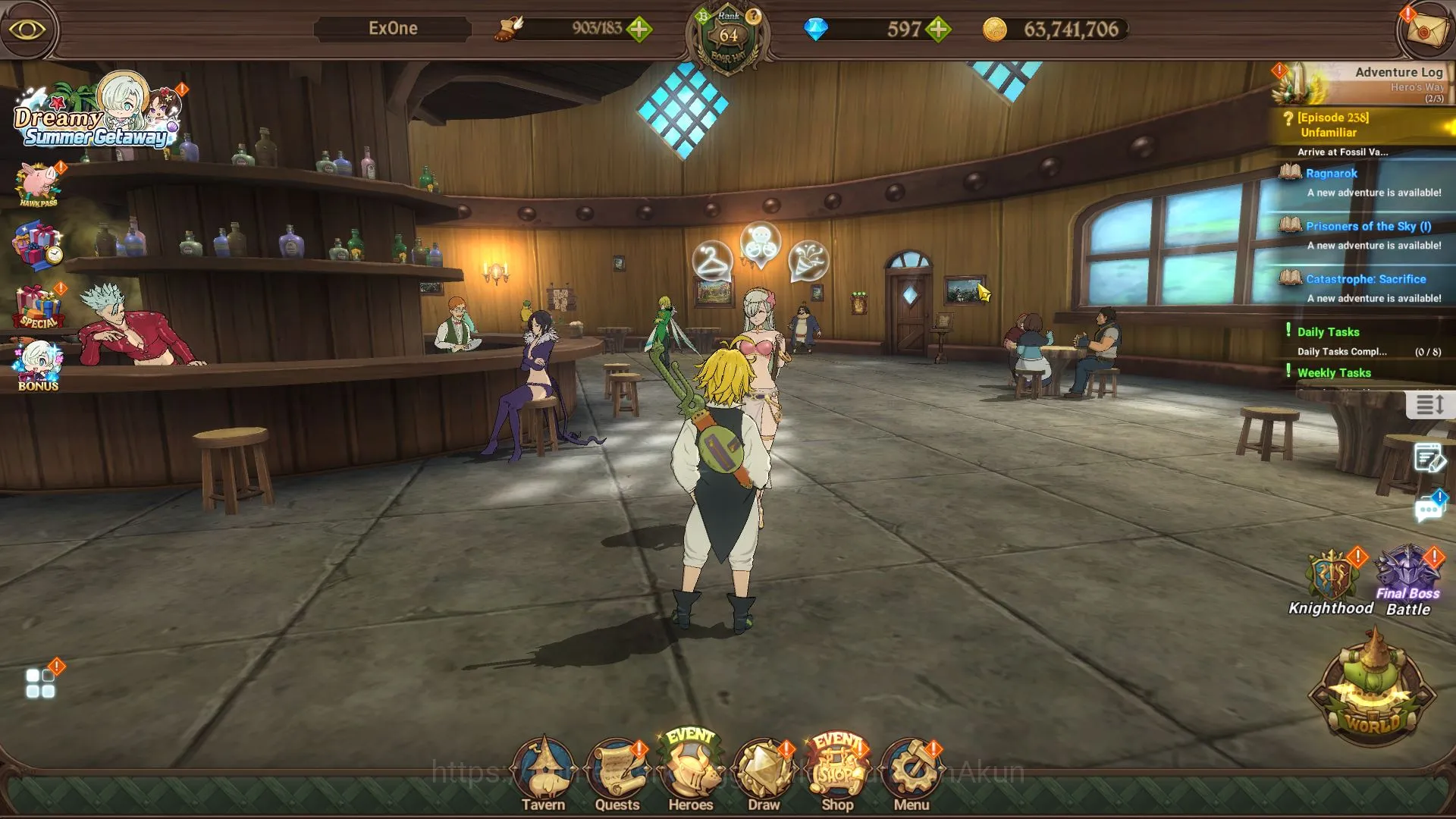 The Seven Deadly Sins: Grand Cross Midgame Asia |2,2M CC|2 LR + 5 UR + Colleb Solev + 597 Gem image 1